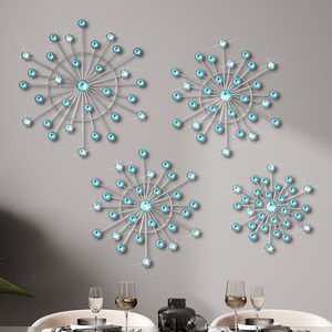 4 Pcs Metal Wall Decor Bling Crystal Wall Art Cast Iron Rhinestones Sunburst🦑